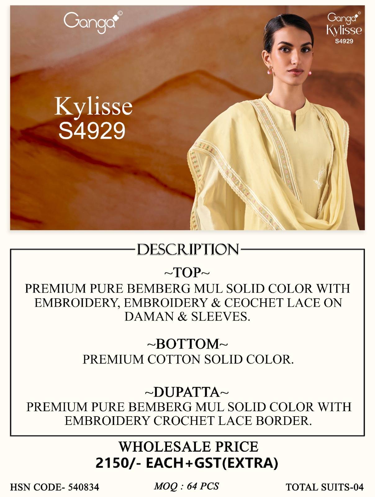 KYLISSE 4929 BY GANGA Fashion Stylish Beautiful Colourful BEMBERG SILK Dresses At Wholesale Price